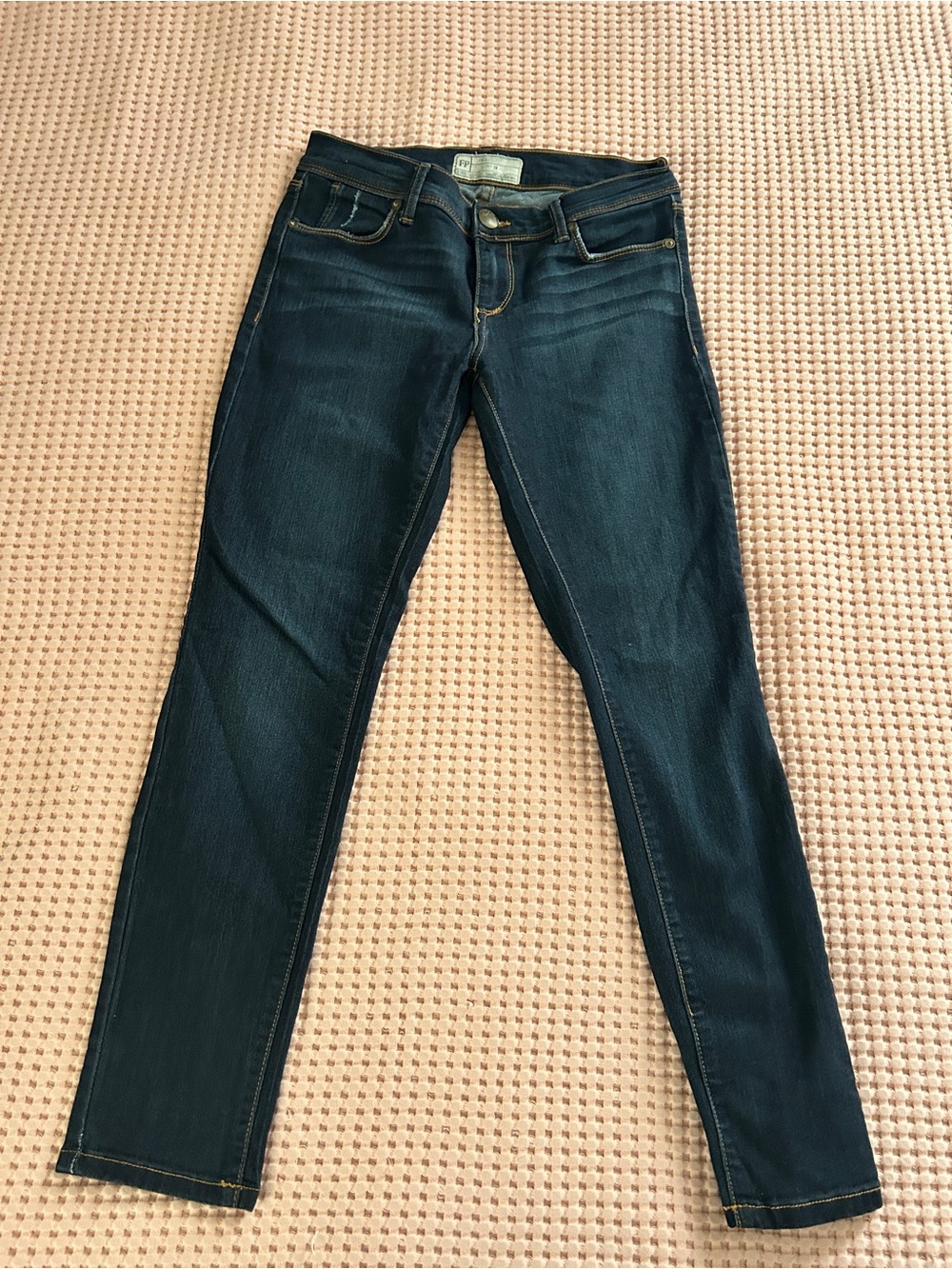 Free People Dark Blue Distressed Skinny Jeans